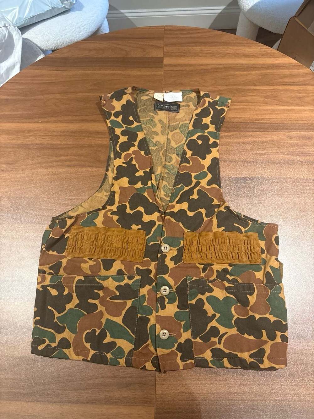 Vintage Sears Camo Hunting Vest Large 44-46